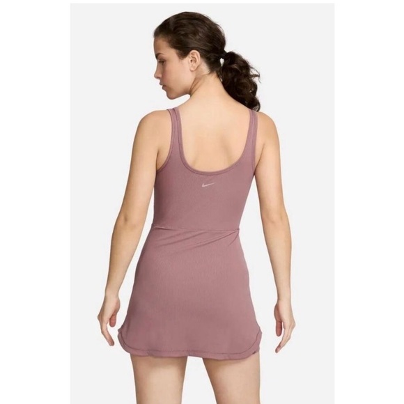 NWT Nike MAUVE Dri-FIT One Scoop Neck Ribbed Dress Romper - Picture 6 of 8